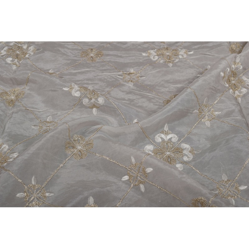 Off White Embroidered Viscose Fabric