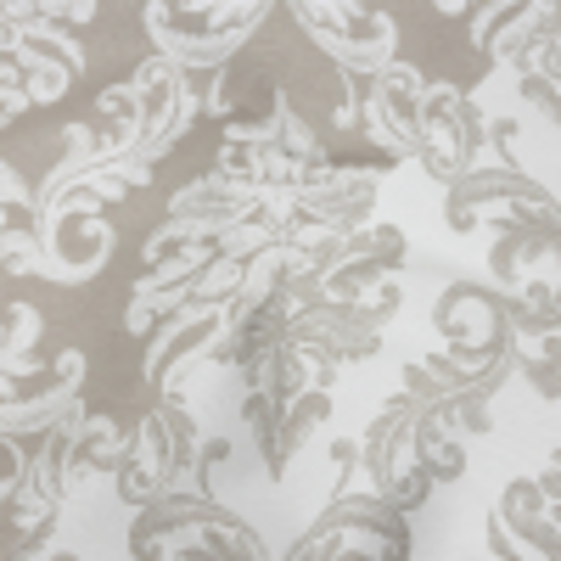 Beige and White Damask Double Wide Drapery Jacquard