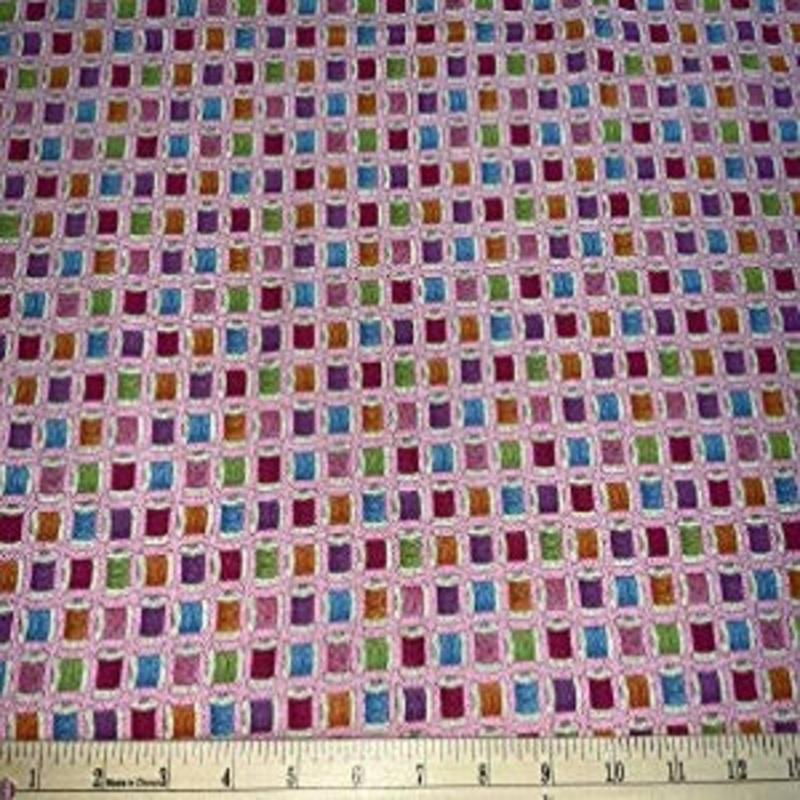 45 Colorful Thread Spools with Pink Background
