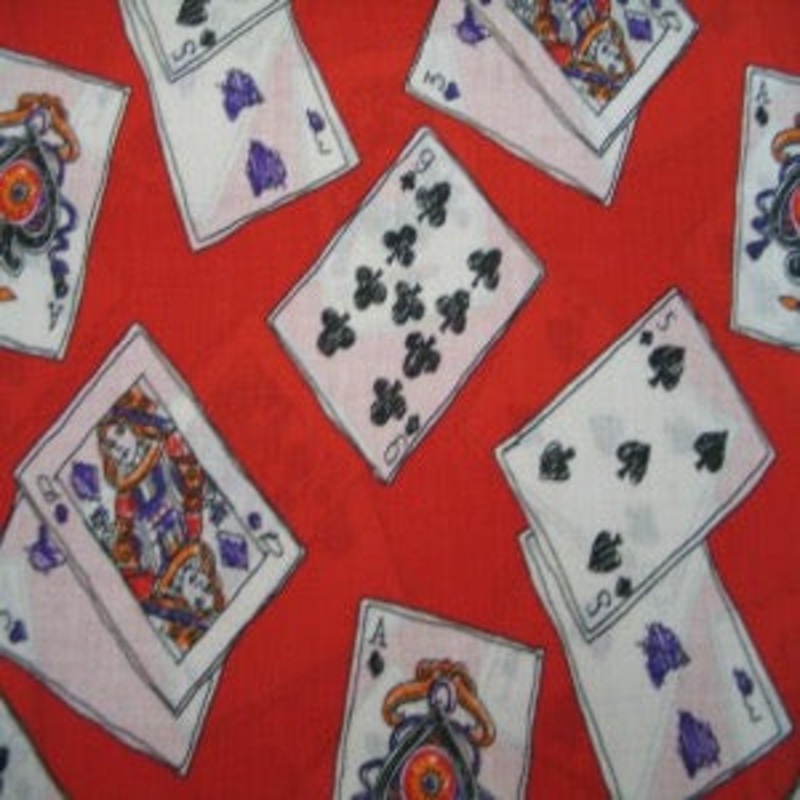 45  Playing Cards with Red Background 100% Cotton