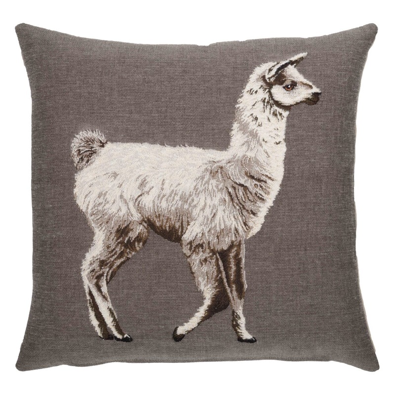 Alpaca Tapestry Cushion with Feather Filler
