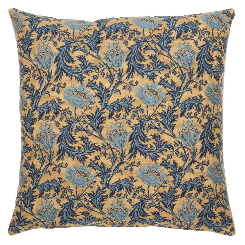 Anemone Gold Tapestry Cushion with Feather Filler