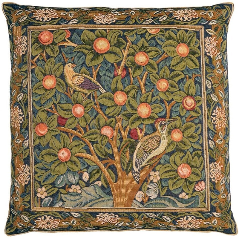 Woodpecker Tapestry Cushion with Feather Filler