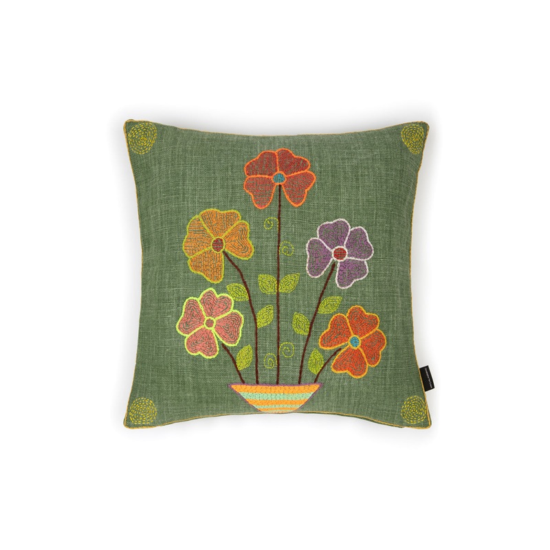 Alice Kettle Vase of Flowers Cushion
