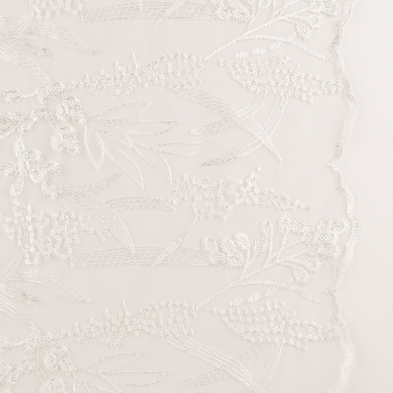 Embroidered Mesh With Sequins - BRIGITTE - 009 - White