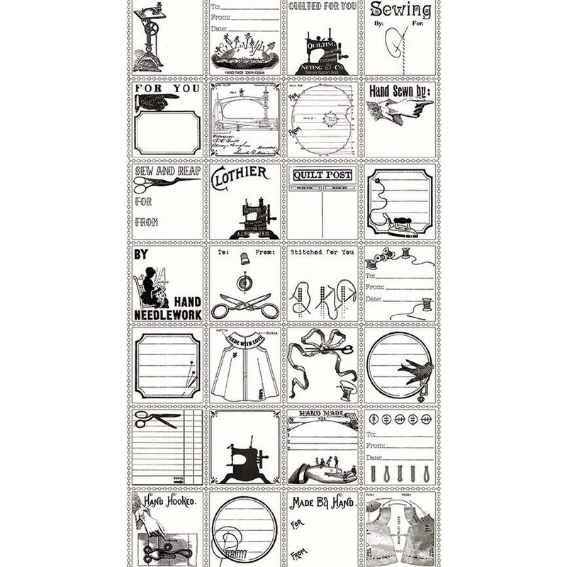 P261 - J. Wecker Frisch Quilt Fabric -  Label Panel - C13360-BLACK - SOLD AS A 23" PANEL