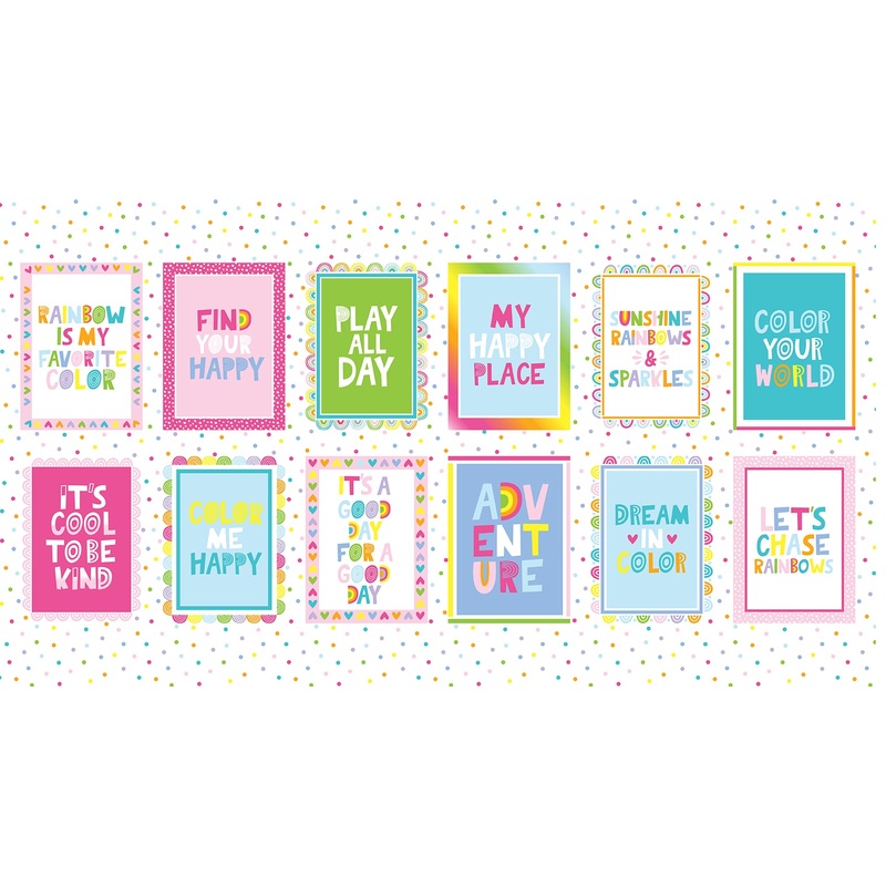 P262 - Chasing Rainbows Quilt Fabric - Block Panel in White Multi - 688-12 - SOLD AS A 24" PANEL