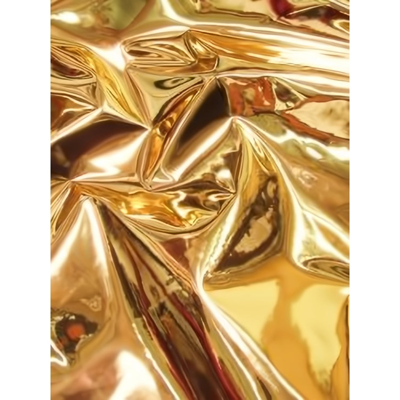 (Second Quality Goods) Gold Chrome Mirror Reflective Vinyl Fabric / Sold By The Yard