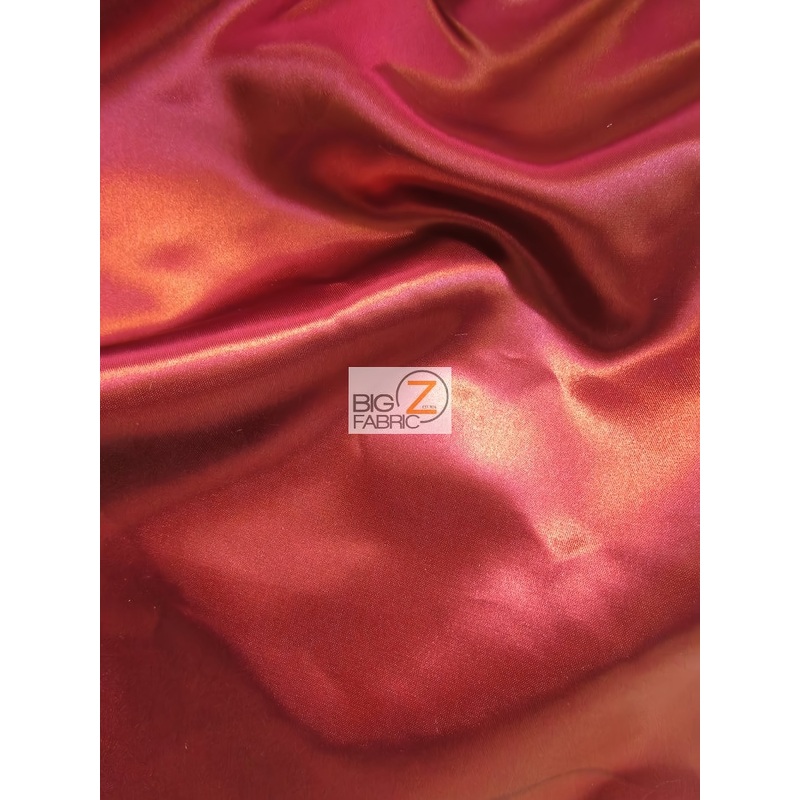 (Second Quality Goods) Solid Shiny Bridal Satin Fabric / Ruby Red / Sold By The Yard